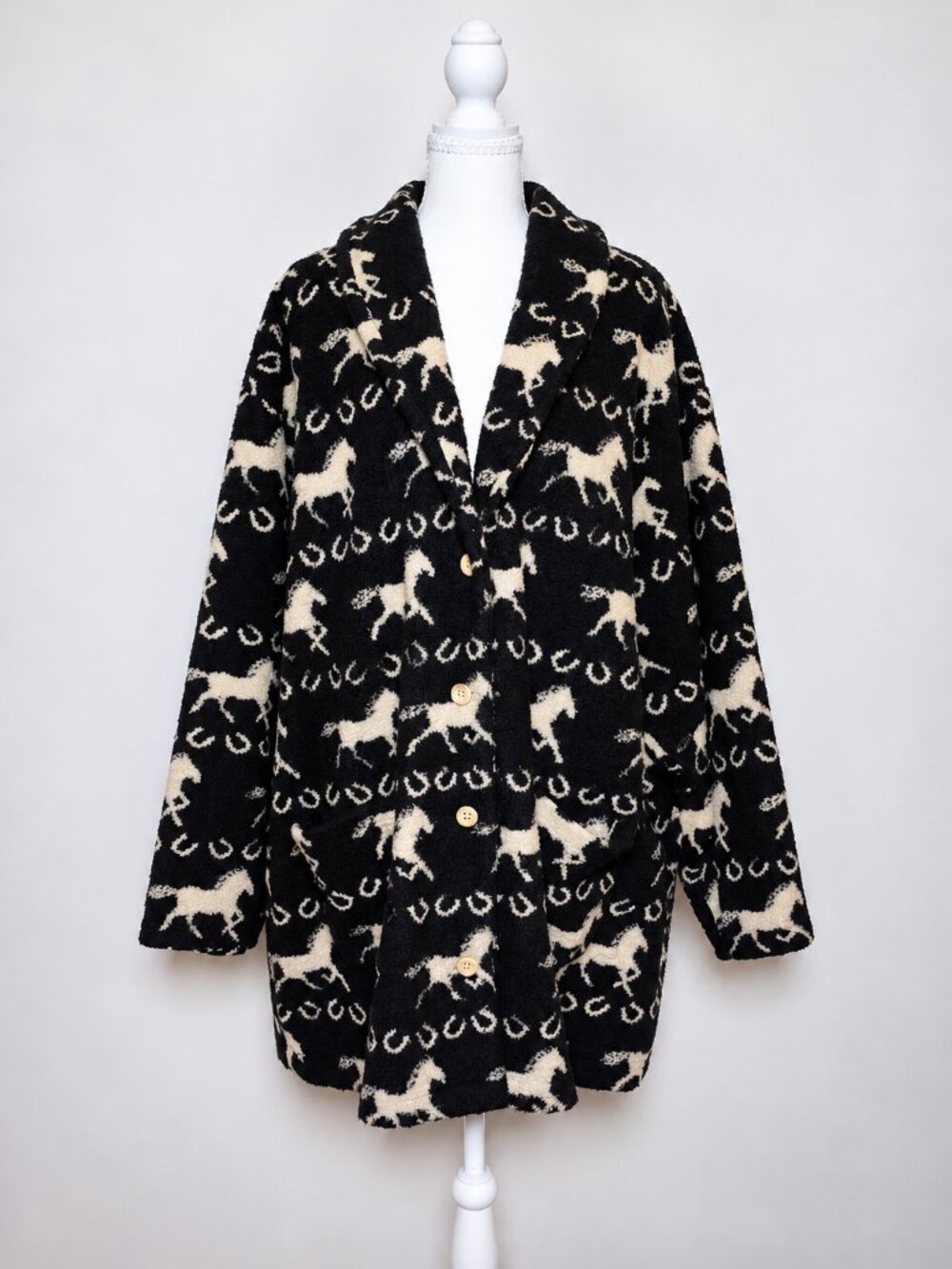 Coldwater Creek Equestrian Horse Horseshoe Sweater Coat Jacket XL